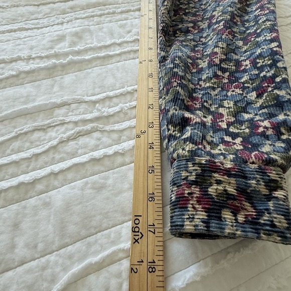 VTG Eddie Bauer Corduroy Shirt Floral Button Front Woman M Shacket - Picture 7 of 8